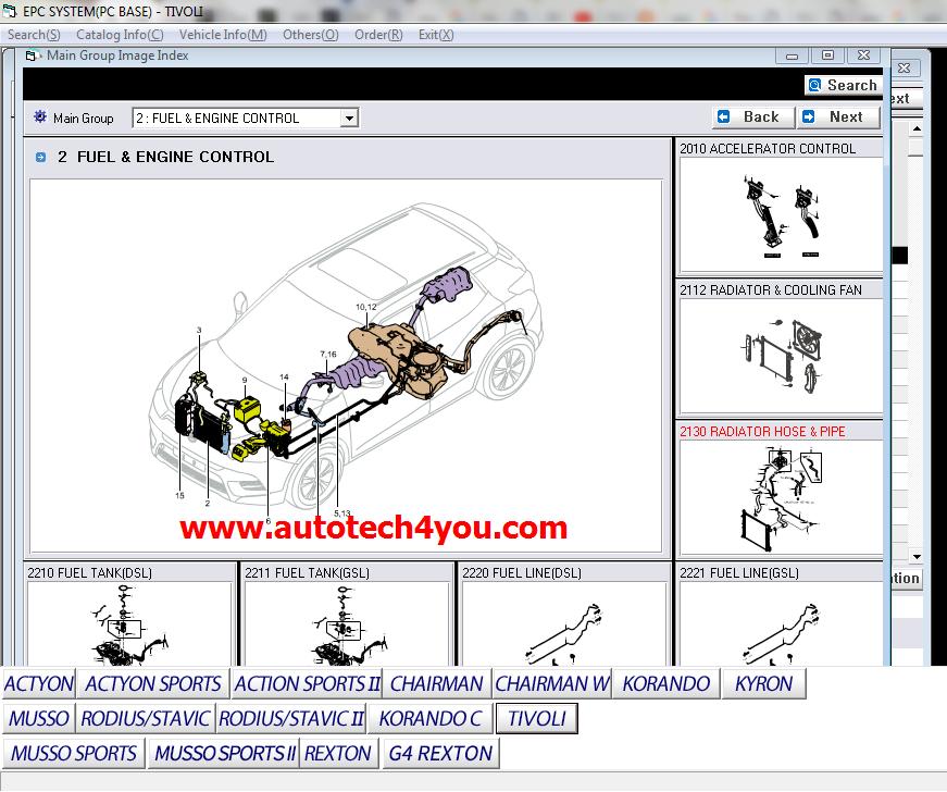 Ssang Yong SY EPC: Şasi Sorgulama ve Parça Katalogu 2 Ssang Yong SY EPC Kullanım Örneği